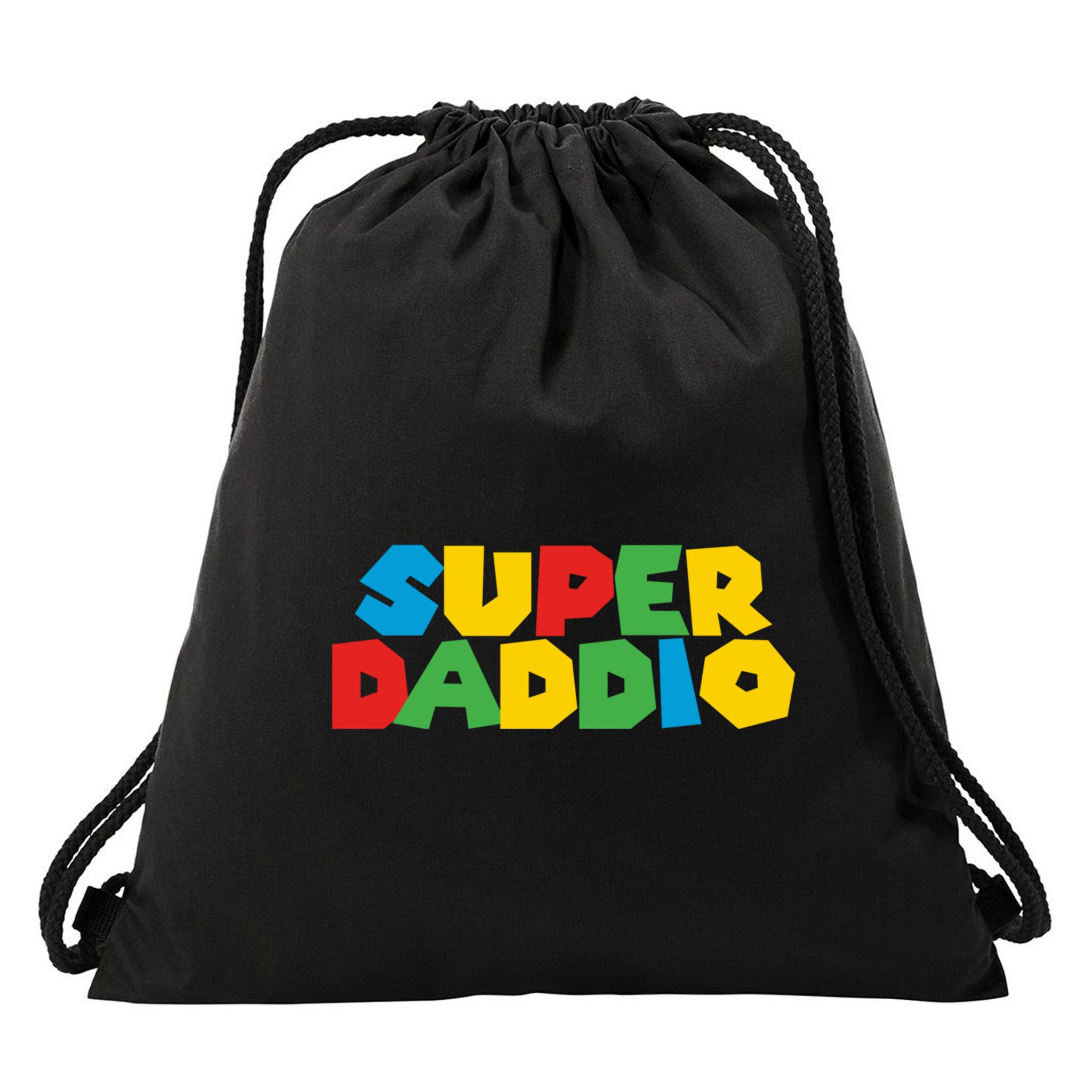 Super Daddio Dad Video Gamer Dad Fathers Day Funny Gift Drawstring Bag