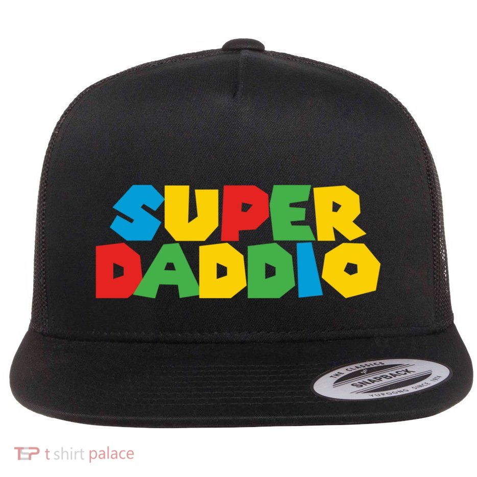 Super Daddio Dad Video Gamer Dad Fathers Day Funny Gift Flatbill Hat