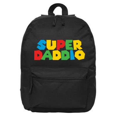 Super Daddio Dad Video Gamer Dad Fathers Day Funny Gift 16 in Basic Backpack