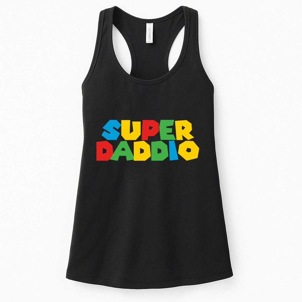 Super Daddio Dad Video Gamer Dad Fathers Day Funny Gift Womens Tank Top