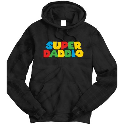 Super Daddio Dad Video Gamer Dad Fathers Day Funny Gift Tie Dye Hoodie