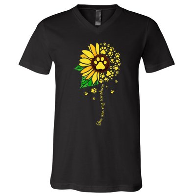 Sunflower Dog Doglover Pets Paw Apparel For Women Men V-Neck T-Shirt