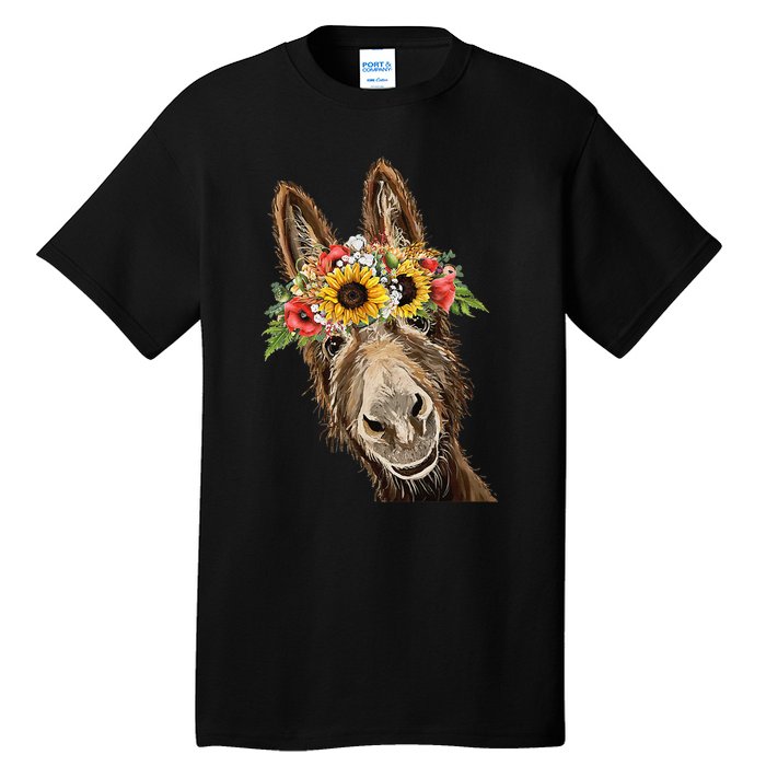 Sunflower Donkey, Donkey Flower Crown Tall T-Shirt