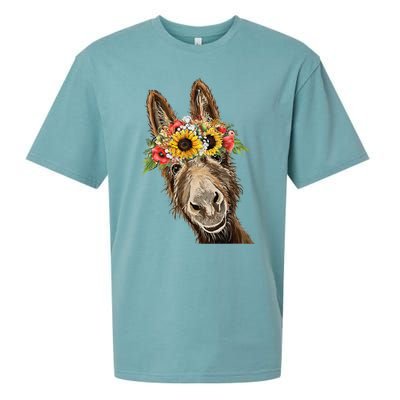 Sunflower Donkey, Donkey Flower Crown Sueded Cloud Jersey T-Shirt