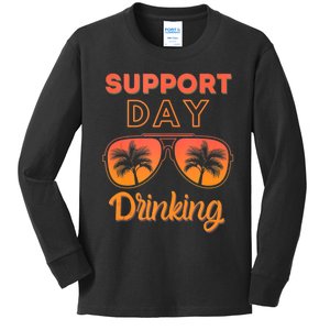 Support Day Drinking Funny Summer Beach Vacation Kids Long Sleeve Shirt