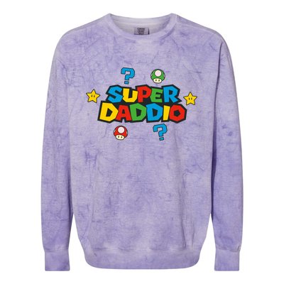 Super Daddio Dad Video Gamer Colorblast Crewneck Sweatshirt