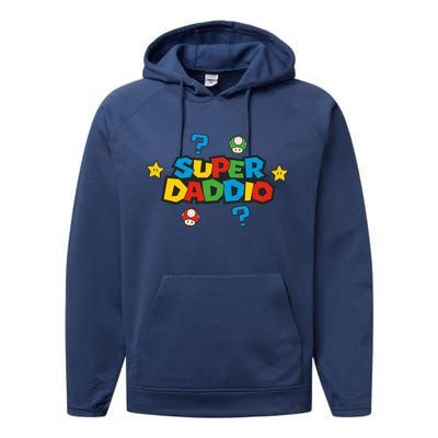 Super Daddio Dad Video Gamer Performance Fleece Hoodie