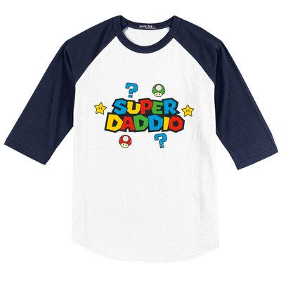 Super Daddio Dad Video Gamer Baseball Sleeve Shirt