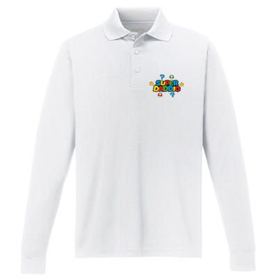 Super Daddio Dad Video Gamer Performance Long Sleeve Polo