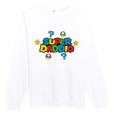 Super Daddio Dad Video Gamer Premium Crewneck Sweatshirt