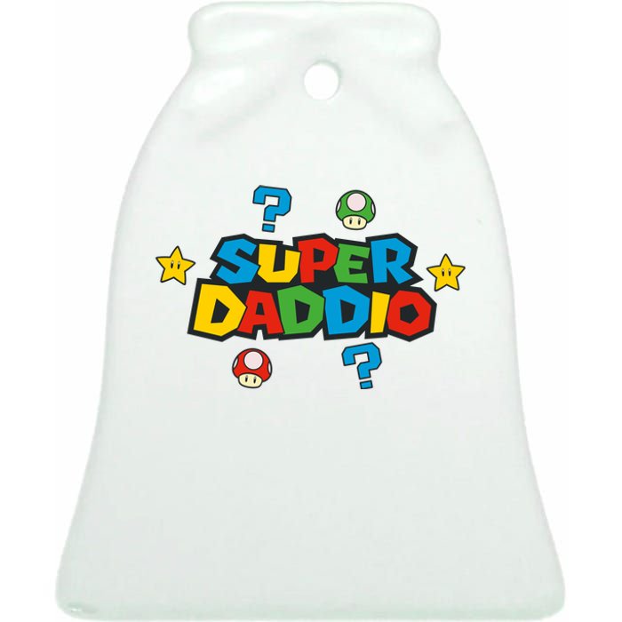 Super Daddio Dad Video Gamer Ceramic Bell Ornament