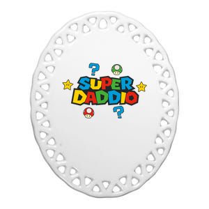 Super Daddio Dad Video Gamer Ceramic Oval Ornament