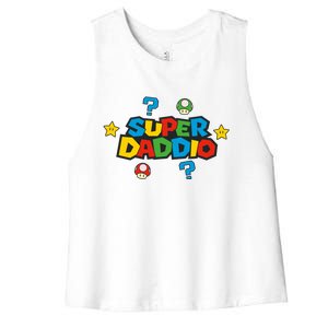 Super Daddio Dad Video Gamer Women's Racerback Cropped Tank