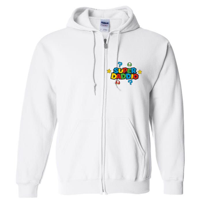 Super Daddio Dad Video Gamer Full Zip Hoodie