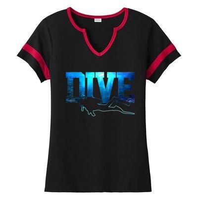 Scuba Diving DIVE Ocean Scuba Diver Gift Ladies Halftime Notch Neck Tee