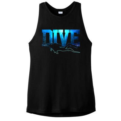 Scuba Diving DIVE Ocean Scuba Diver Gift Ladies PosiCharge Tri-Blend Wicking Tank