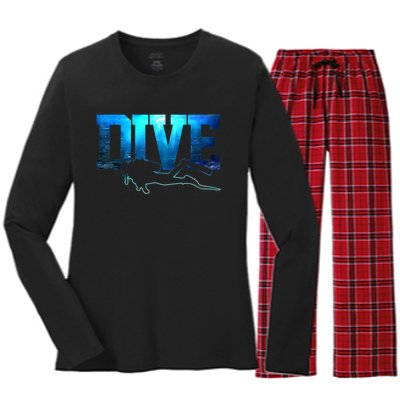 Scuba Diving DIVE Ocean Scuba Diver Gift Women's Long Sleeve Flannel Pajama Set 