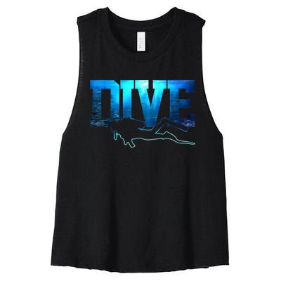 Scuba Diving DIVE Ocean Scuba Diver Gift Women's Racerback Cropped Tank