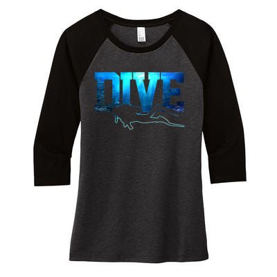 Scuba Diving DIVE Ocean Scuba Diver Gift Women's Tri-Blend 3/4-Sleeve Raglan Shirt