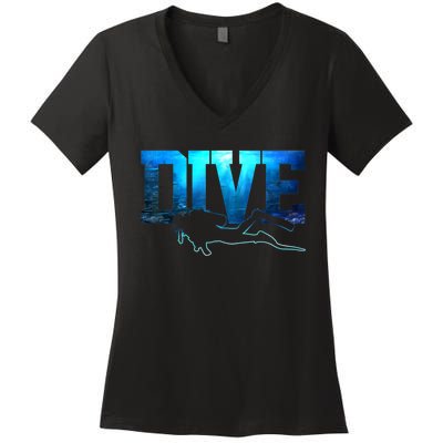 Scuba Diving DIVE Ocean Scuba Diver Gift Women's V-Neck T-Shirt