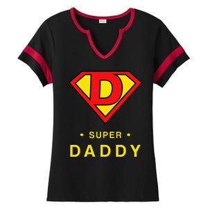 Super Daddy Dad Is My Hero Fathers Day Ladies Halftime Notch Neck Tee