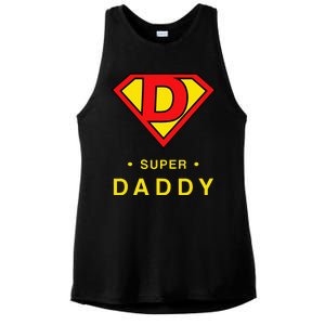 Super Daddy Dad Is My Hero Fathers Day Ladies PosiCharge Tri-Blend Wicking Tank