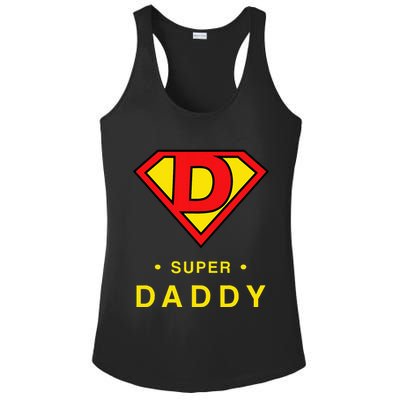 Super Daddy Dad Is My Hero Fathers Day Ladies PosiCharge Competitor Racerback Tank