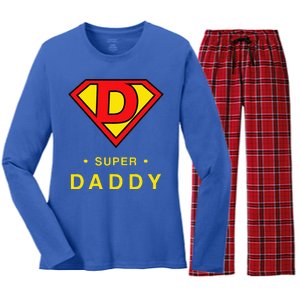 Super Daddy Dad Is My Hero Fathers Day Women's Long Sleeve Flannel Pajama Set 