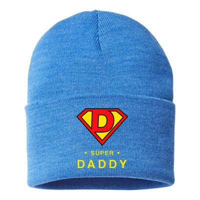 Super Daddy Dad Is My Hero Fathers Day Sustainable Knit Beanie