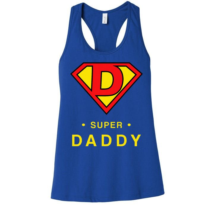 Super Daddy Dad Is My Hero Fathers Day Women's Racerback Tank