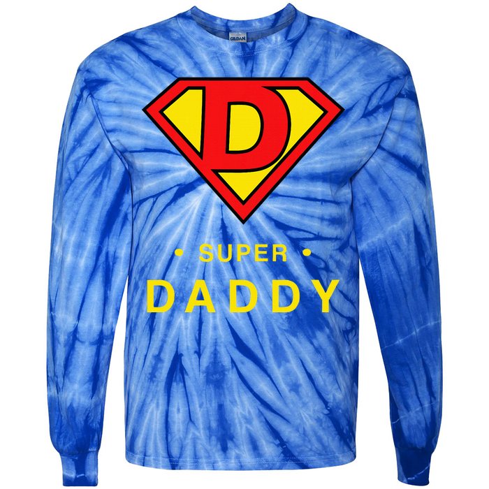 Super Daddy Dad Is My Hero Fathers Day Tie-Dye Long Sleeve Shirt