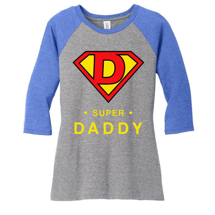 Super Daddy Dad Is My Hero Fathers Day Women's Tri-Blend 3/4-Sleeve Raglan Shirt