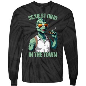 Sexiest Dino Dad T Rex Daddy Saurus Dinosaur Fathers Day Tie-Dye Long Sleeve Shirt