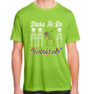 Skeleton Dabbing Dare To Be Yourself Funny Autism Gift Adult ChromaSoft Performance T-Shirt