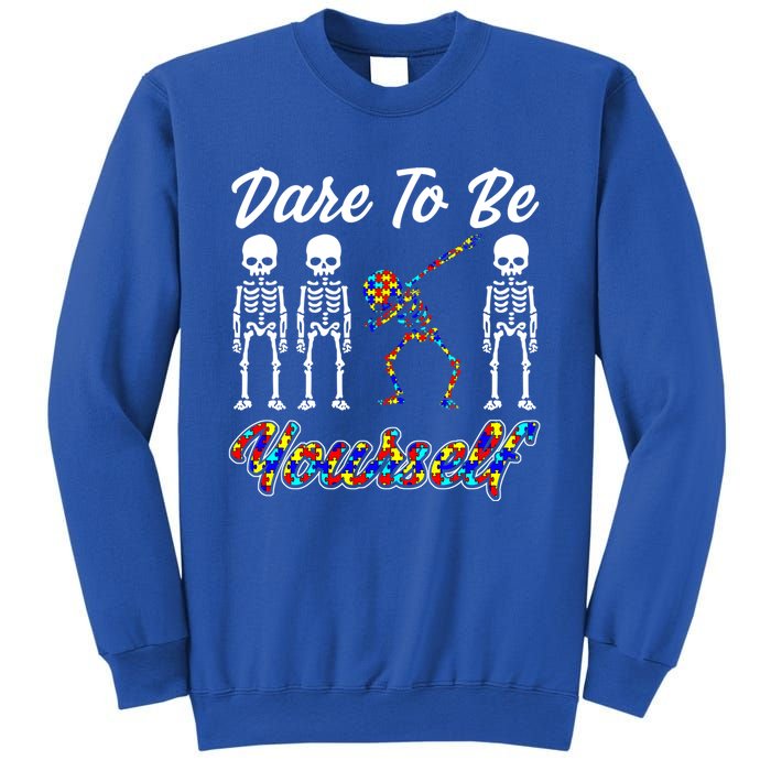 Skeleton Dabbing Dare To Be Yourself Funny Autism Gift Sweatshirt