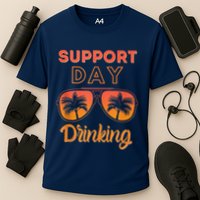 Support Day Drinking Funny Summer Beach Vacation Cooling Performance Crew T-Shirt
