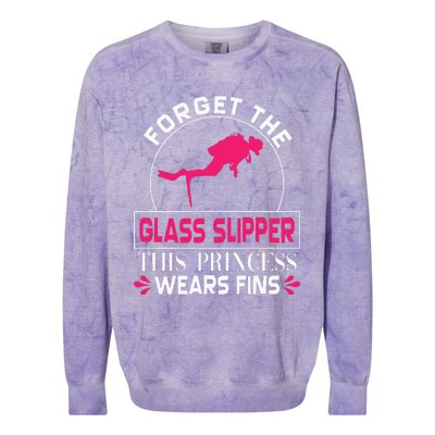 Scuba Diving Diver Forget Glass Slipper Princess Fins Colorblast Crewneck Sweatshirt