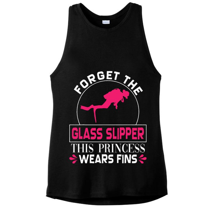 Scuba Diving Diver Forget Glass Slipper Princess Fins Ladies PosiCharge Tri-Blend Wicking Tank