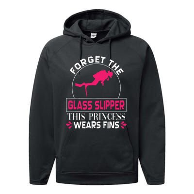 Scuba Diving Diver Forget Glass Slipper Princess Fins Performance Fleece Hoodie