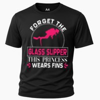 Scuba Diving Diver Forget Glass Slipper Princess Fins Cooling Performance Crew T-Shirt