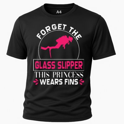 Scuba Diving Diver Forget Glass Slipper Princess Fins Cooling Performance Crew T-Shirt