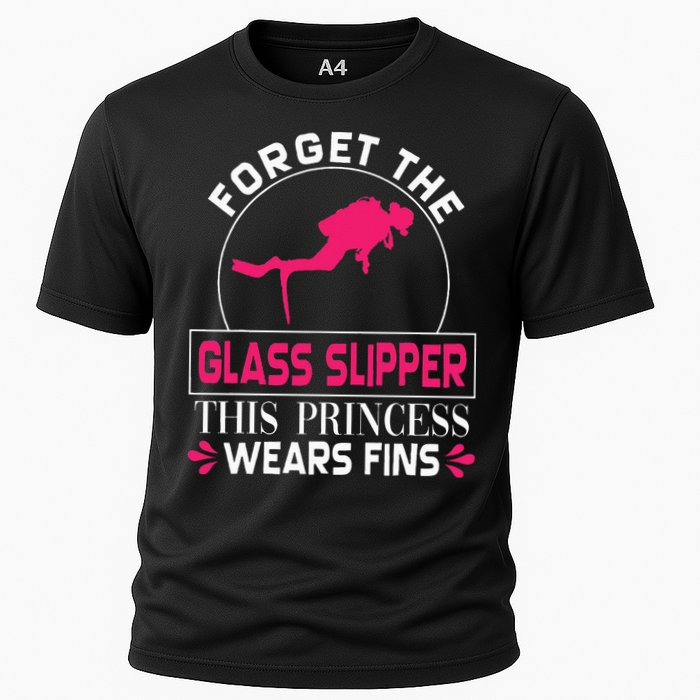 Scuba Diving Diver Forget Glass Slipper Princess Fins Cooling Performance Crew T-Shirt