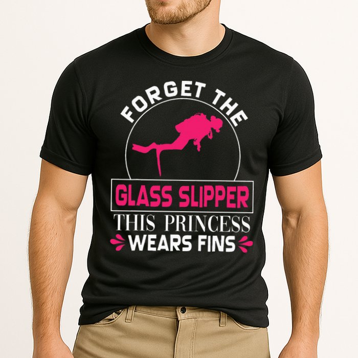 Scuba Diving Diver Forget Glass Slipper Princess Fins Cooling Performance Crew T-Shirt