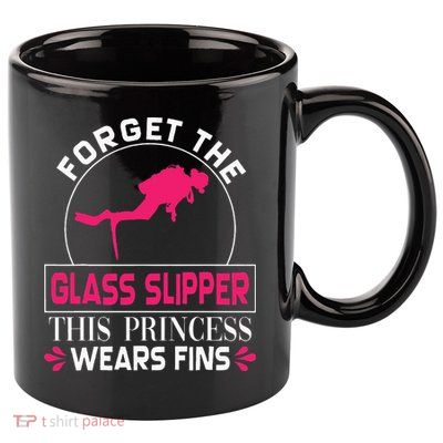 Scuba Diving Diver Forget Glass Slipper Princess Fins 11oz C Handle Ceramic Mug