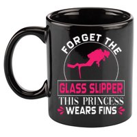 Scuba Diving Diver Forget Glass Slipper Princess Fins 11oz C Handle Ceramic Mug