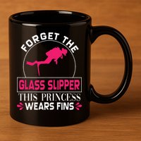 Scuba Diving Diver Forget Glass Slipper Princess Fins 11oz C Handle Ceramic Mug
