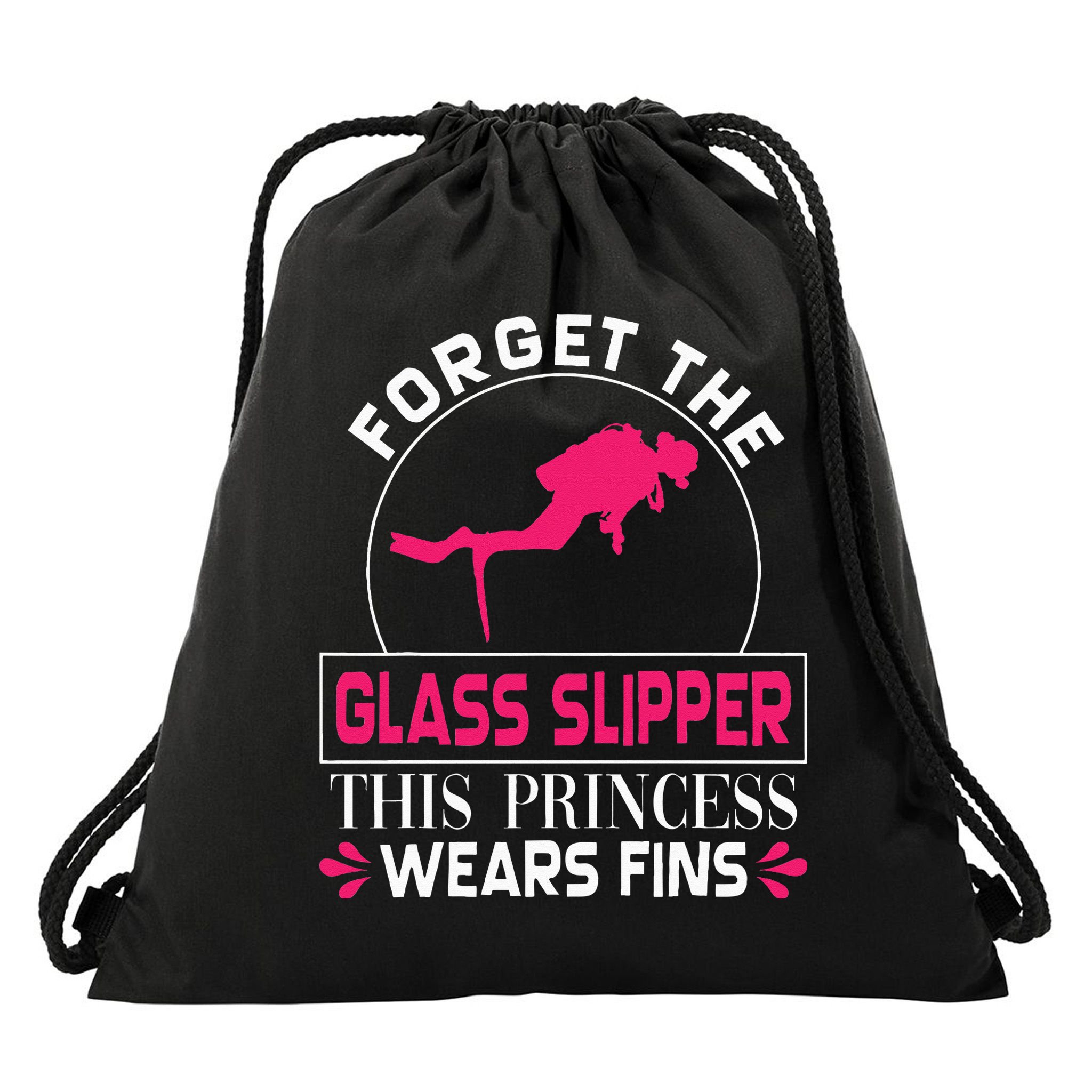 Scuba Diving Diver Forget Glass Slipper Princess Fins Drawstring Bag