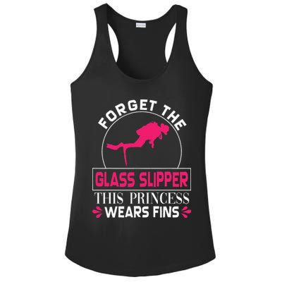 Scuba Diving Diver Forget Glass Slipper Princess Fins Ladies PosiCharge Competitor Racerback Tank