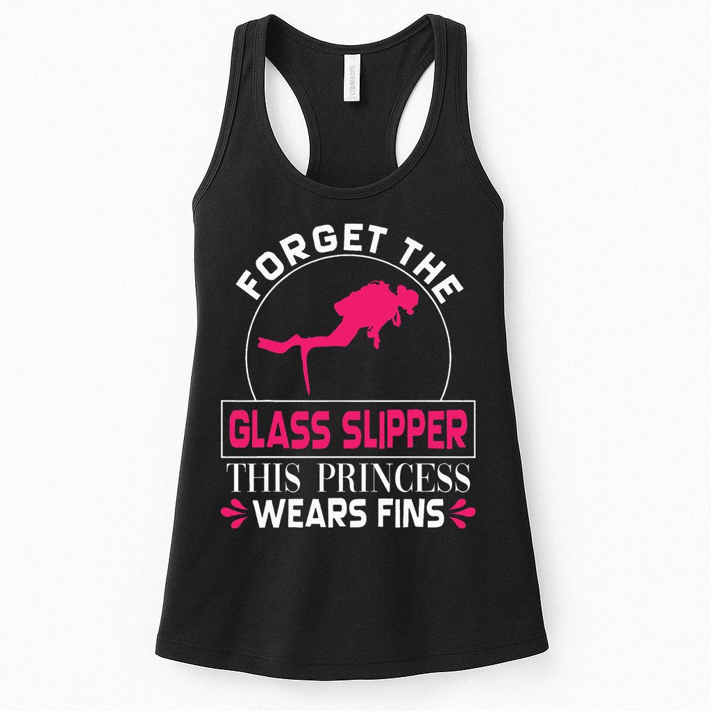 Scuba Diving Diver Forget Glass Slipper Princess Fins Womens Tank Top