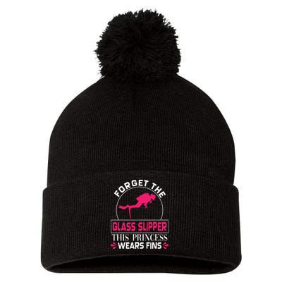 Scuba Diving Diver Forget Glass Slipper Princess Fins Pom Pom 12in Knit Beanie